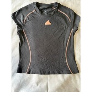 Adidas Womens Black Short Sleeve Activewear Top Rose Gold Stitching Size Medium